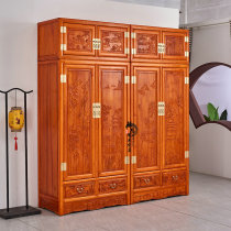 Camphor wood carved large wardrobe wardrobe All camphor wood new Chinese style All solid wood top cabinet hanging wardrobe Log hanging wardrobe