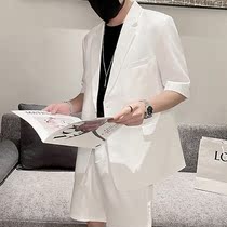 Senior sense fried street suit male student summer thin shorts suit male casual white short-sleeved suit jacket tide