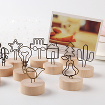 Retro wooden message clip Post-It clip holder iron photo clip desktop Post-note clip simple fresh ornaments