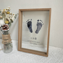 Baby hand and foot prints souvenirs transparent photo frames newborn footprints footprints baby hand prints full moon 100 days gift