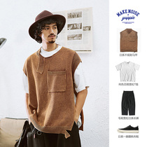 Yupi made noise wool vest men's autumn tide brand small avant-garde loose Japanese retro knitted waistcoat waistcoat
