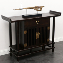 Modern new Chinese style old elm entrance cabinet black walnut color foyer partition cabinet Zen solid wood headline case for the table