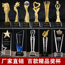 Crystal trophy custom-made custom thumb basketball five-pointed star resin table photo Student activity competition award