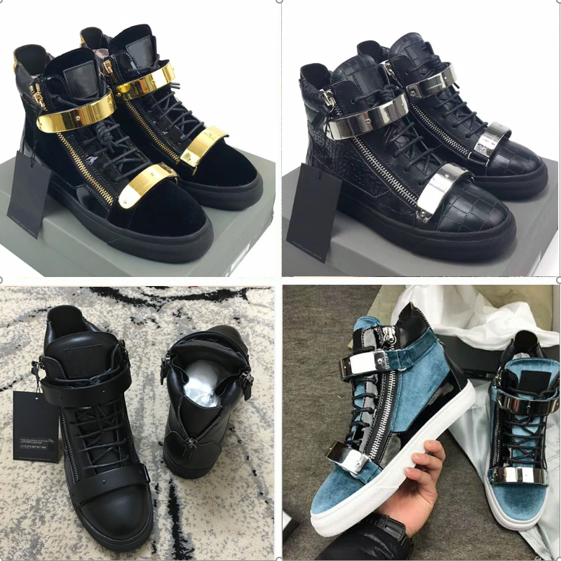 Factory Special Offer Metal Wind European Station Classic GZ Men's Shoes Zipper Cool Black Velvet High Top Genuine Leather Women's Shoes Spring and Autumn