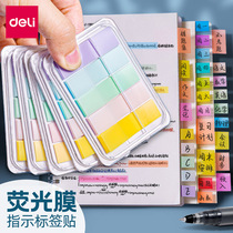 Deli sticky notes stick index label paper can be written sticky strong n-mark small strips Plastic bookmarks Students use transparent indicator page number Fluorescent film color net red post-it note paper classification
