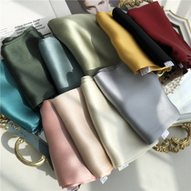 High quality pure color silk silk scarf spring and summer long double silk scarf narrow long tissue scarf