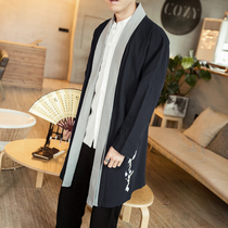 Hanfu cardigan mens Tang suit Chinese style linen Mens Youth retro style coat costume windbreaker gown