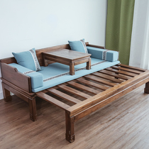 Luohan bed solid wood old elm modern Chinese Multifunctional Sofa Bed Push-pull Luohan bed telescopic furniture customization