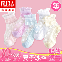 Girls socks Pure cotton summer thin mesh Princess girl summer crystal stockings Children baby spring and autumn tube