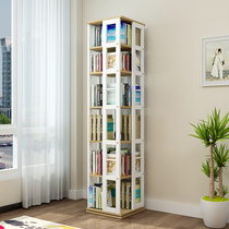 Steel and wood rotating bookshelf simple student bookshelf children 360-degree Net red bookcase landing simple modern shelf