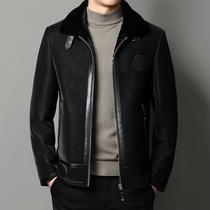 2021 new winter imitation mink leather jacket jacket men plus velvet thick warm casual suede leather tide