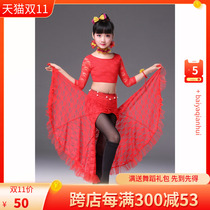 Baiya Qianhui Liuyi childrens belly dance clothes winter new girls exercise clothes lace dress suit performance clothes
