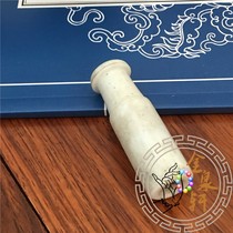Old Fidelity] Qing Dynasty porcelain and white material old glass cigarette holder height 5 4cm complete