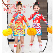 Childrens La La dress School games cheerleader uniform Mens and womens Chinese style dragon cheongsam catwalk performance suit