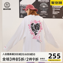 BEASTER little devil grimace trend love print long sleeve T-shirt street fashion casual new round neck top