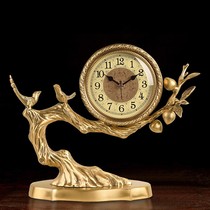New Chinese brass clock living room household ornaments desktop decorative watch desktop porch Birthday Peach craft table clock