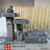 Outdoor stone tank fish tank blue stone flower basin wash basin wooden frame flowing water view ornaments courtyard fish farming indoor landscape decoration