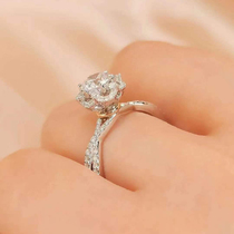  Fan Dafu white 18K gold group set diamond female ring six-claw diamond wedding diamond ring Diamond ring wedding ring customization