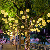 The Spring Festival Chinese New Year tree lighting decorative lights flashing lights string lights stars hanging tree landscape cane yuan qiu deng