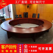 Office furniture conference table garden table large solid wood skinned paint table and chair combination round reception training table conference table