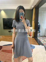 Spot Theory summer black sky blue classic crew neck commuter high waist waist slim slim acetic acid dress
