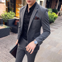  Casual suit mens suit Korean version of handsome slim-fitting business professional suit British trend groom wedding dress