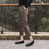 Shopkeepers push thin legs long loose straight hot Meridian flanging nine straight pipe pants suit pants women