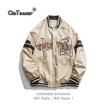 CieTeaser American Tide Brand Letter Embroidery National Tide Baseball Clothing Cool Fried Street Couple bf Loose Jacket Autumn