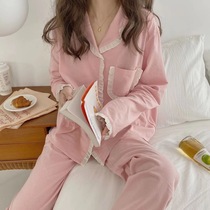 Pajamas female spring and autumn 2021 new cotton long sleeve cotton silk modal ladies home clothes two-piece fashion