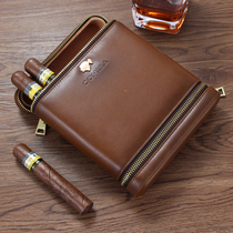 Cigar box portable built-in humidifier cigar moisturizer 6-pack cigar case cigarette case leather case cigar bag