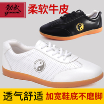 Jinwu Taiji shoes Womens soft cowhide beef tendon training shoes Leather Taijiquan sneakers kung fu shoes mens soft bottom