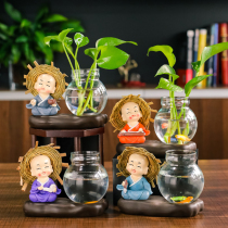 Creative little monk ornaments dormitory desktop hydroponic plants green vase small ornaments to send students simple small gifts
