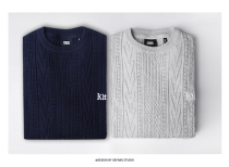 defans kith beauty tide sweater British college style thin section base pullover sweater mens autumn and winter sweater
