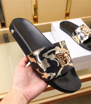 Medusa Slippers Men Genuine Leather 2022 Summer Inron Light Home Lazy People Lined outdoor cool towed beach Shoe