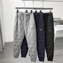 No trace pressure glue ~ warm and handsome white duck down light warm men winter outdoor windproof down pants 12320