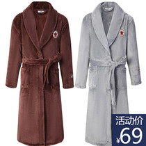 Mens winter thickened coral velvet bathrobe couple a pair of new pajamas womens spring and autumn home wear bathrobe