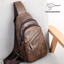 Yuesen kangaroo chest bag mens summer leather casual shoulder bag crossbody bag mens small backpack hanging oblique shoulder bag tide brand