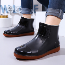 Large size water shoes men 46 47 48 49 extra large size rain boots short tube rain boots labor protection plus velvet cotton construction site rubber shoes