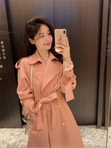 2021 autumn and winter New Korean goddess fan temperament long windbreaker light pink waist niche suit dress