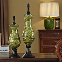 American European vintage decoration jar can candy jar green vase designer creative home ornaments wedding decorations