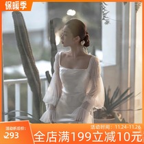 Super fairy light wedding dress 2021 New fishtail waist bridal welcome yarn White simple temperament elegant dress