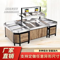 Supermarket stainless steel fruit shelf Fruit and vegetable island pile head fresh multi-layer fruit store rack platform vegetable display rack
