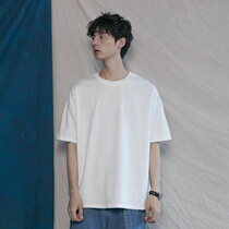 Korean version of solid color basic paragraph wild round neck cotton T-shirt hipster men and women loose BF simple base short-sleeved tee