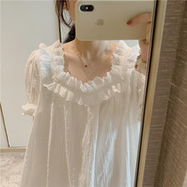 Gentle na stunning fairy Fan~Home Daily night dress female summer long short-sleeved white court style