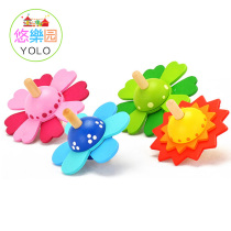 Floral tops wood-colored rotating cute and beautiful little tops Childrens boys and women Puzzle Tops Toys