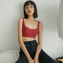 Close-fitting diary seamless one-piece rimless underwear women gather bra vest style bra big chest showing small chest