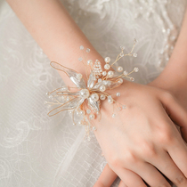 ins hand flower fairy beauty Korean beaded hand wrist flower bride bridesmaid group bracelet performance party dress accessories Luoxi