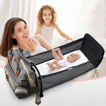  New fashion portable crib mommy bag bed bag all-in-one multi-function large-capacity shoulder mother and baby bag to go out