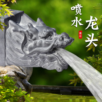 Stone carving spitting water spray faucet Temple garden courtyard wall running water Wall decoration Bluestone stone running water faucet