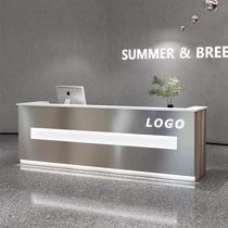 Stainless steel bar bar Clothing Barber shop cashier Simple modern light luxury beauty salon front desk Company reception counter